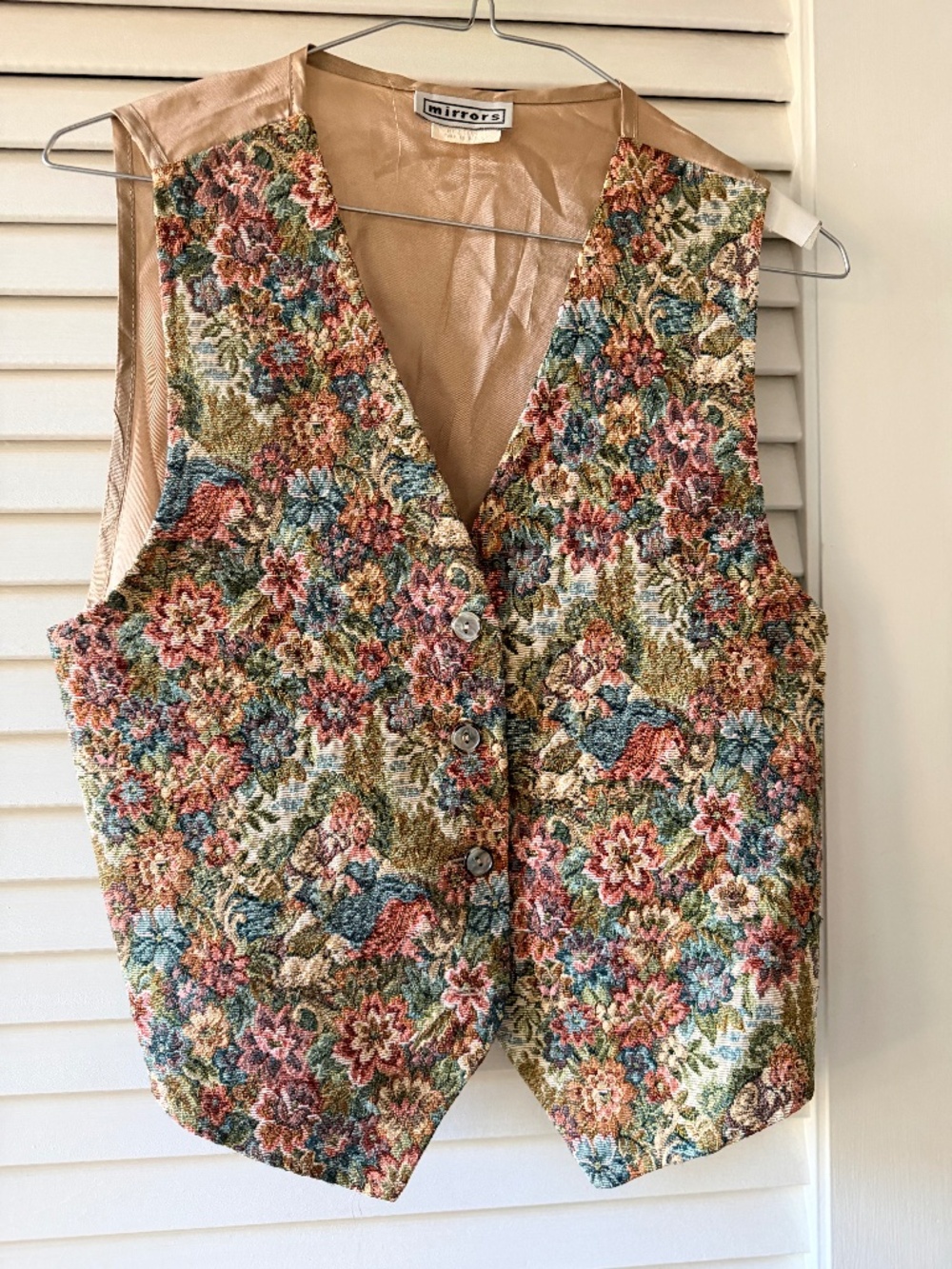 Vintage Mirrors Floral Tapestry Vest – Women's Medium – Made in USA